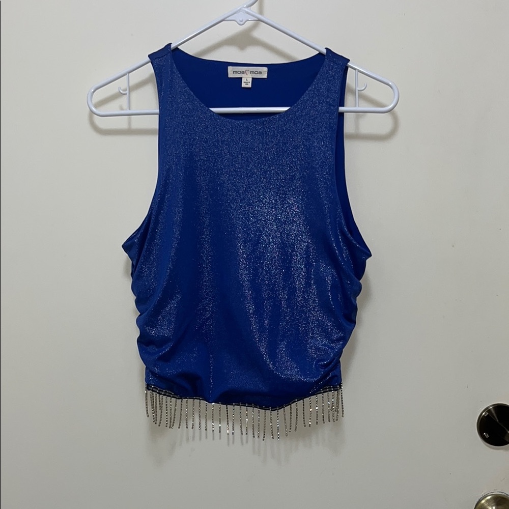 Moa Moa blue  Embellished Tank Top large